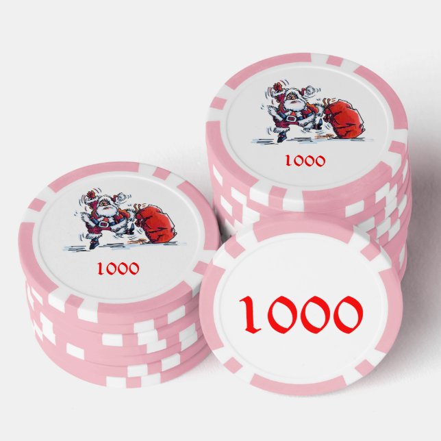 Angry Santa Pink 1000 gestreifter Poker-Chip Pokerchips (Stapel)