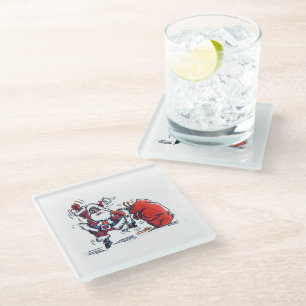 Angry Santa white glass Untersetzer