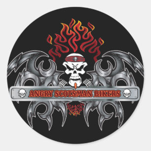 Angry-Scotsman-Bikers Runder Aufkleber