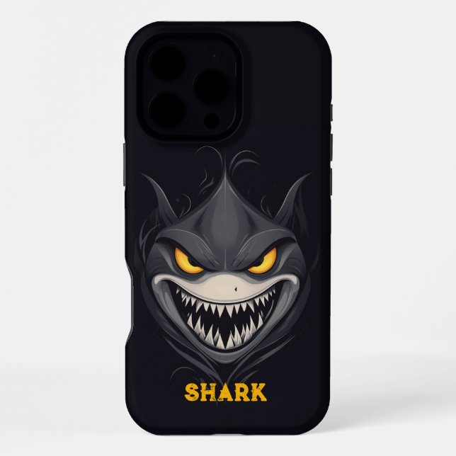 Angry Shark Black iPhone Hülle (Rückseite)