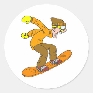 Angry Snowboarder Runder Aufkleber