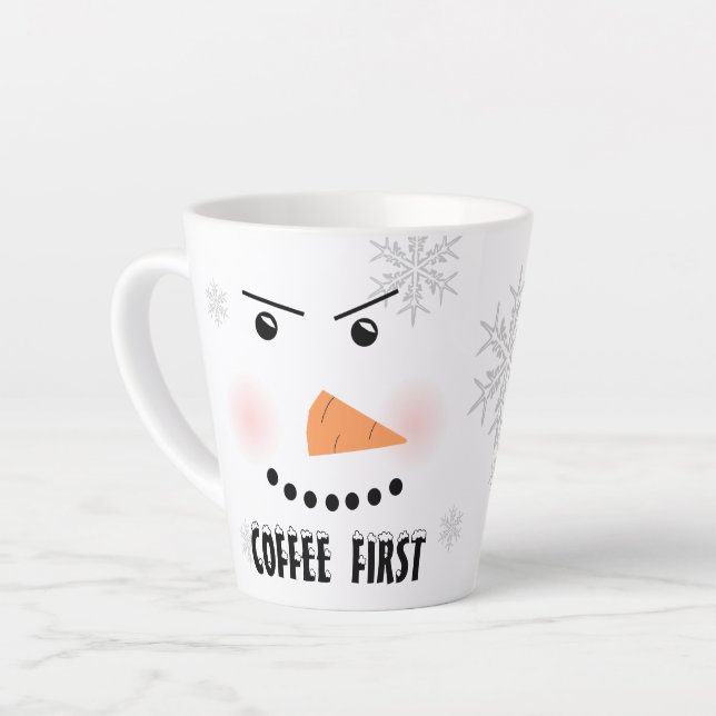 Angry Snowman "Coffee First" Milchtasse (Linke Ecke)