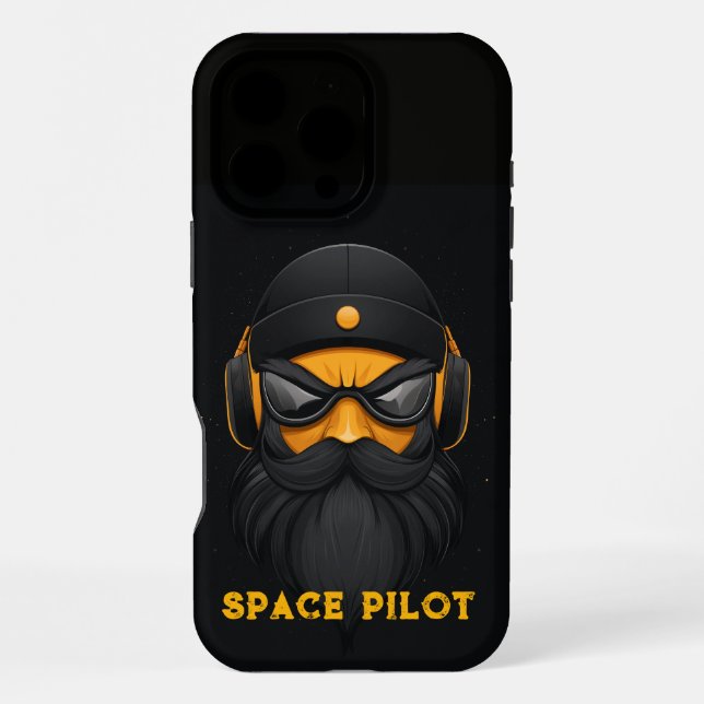 Angry Space Pilot Black iPhone Hülle (Rückseite)