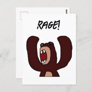 Angry Stressed Brown Bear Funny Frustrated Cartoon Postkarte
