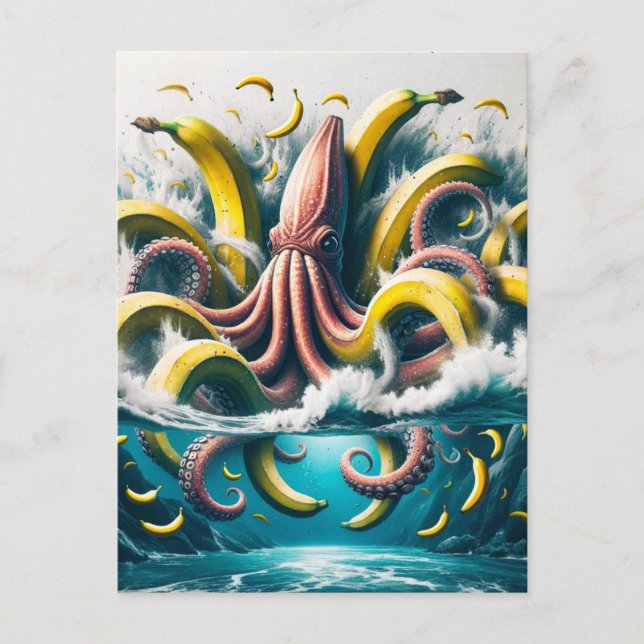 Angry Surreal Banana Octopus Postkarte (Vorderseite)