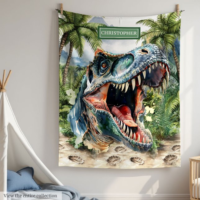 Angry T-Rex Blanket Personalisierter Individuelle  Fleecedecke (Angry T-Rex Blanket Personalized Custom Name)