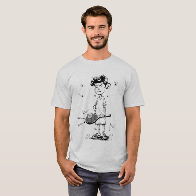 Angry Tennis Boy T-Shirt – Bold Streetwear Gift  (Vorne ganz)