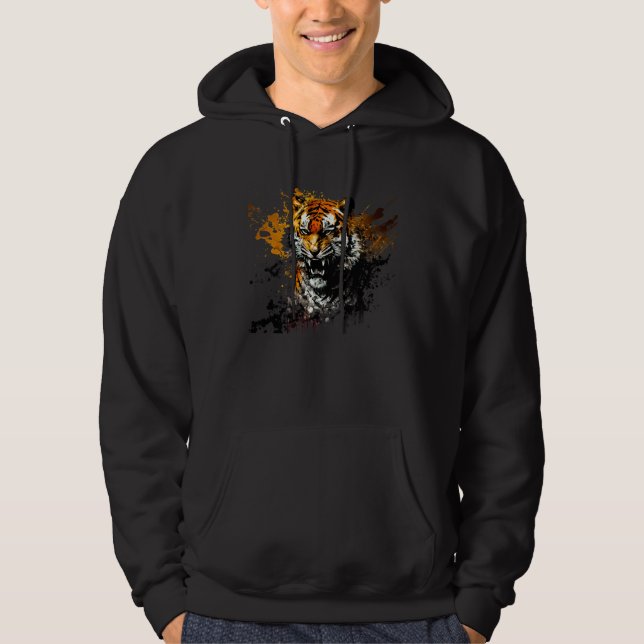 Angry Tiger for wild animal  Graphic  1 Hoodie (Vorderseite)