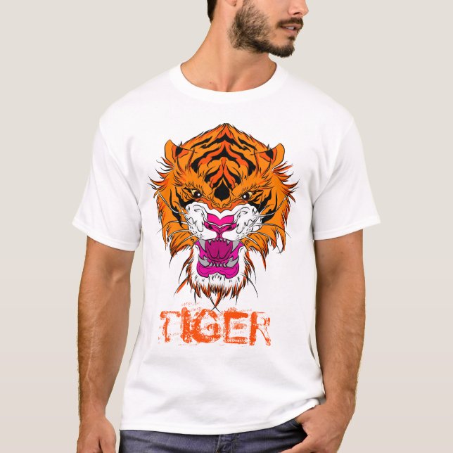 Angry Tiger Head T-Shirt (Vorderseite)