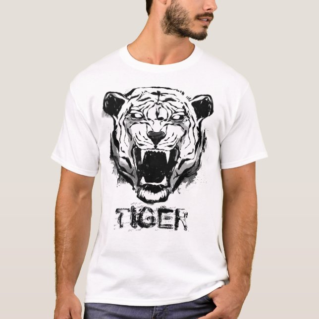 Angry Tiger Monochrome T-Shirt (Vorderseite)