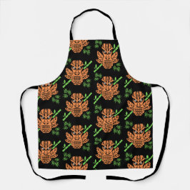 Angry Tiki Face Print Schürze