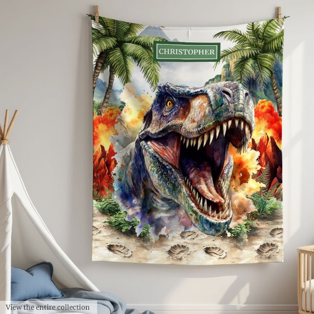 Angry Tyrannosaurus Dinosaur Blanket Personalisier Fleecedecke (Angry Tyrannosaurus Dinosaur Blanket Personalized Boys)