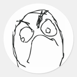 Angry Unhappy Meme Face Runder Aufkleber