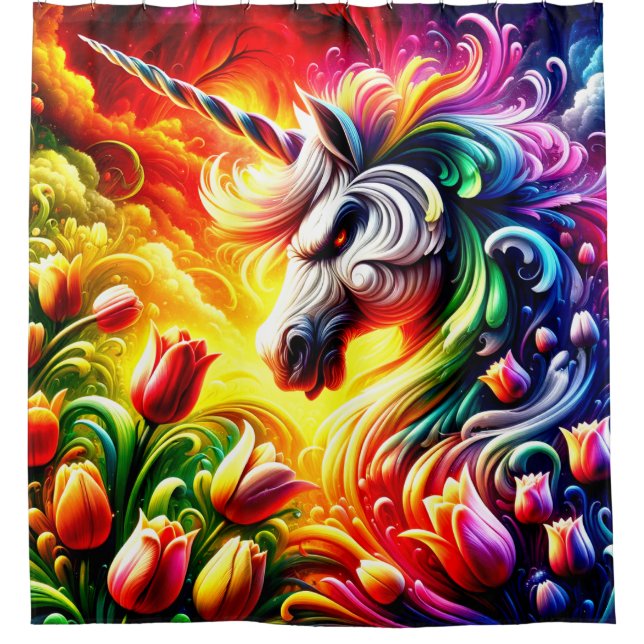 Angry Unicorn Duschvorhang (Vorderseite)