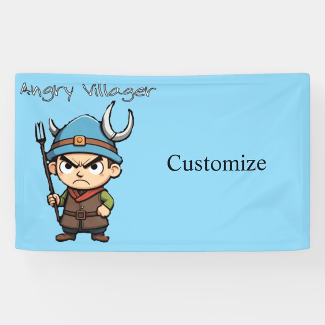 Angry Villager Pitchfork Thunder_Cove Banner (Horizontal)