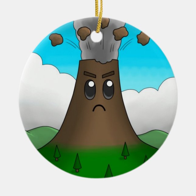Angry Volcano Keramik Ornament (Vorne)