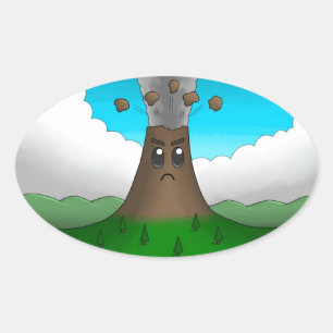 Angry Volcano Ovaler Aufkleber