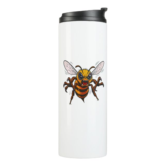 Angry Wasp Cartoon Insect Graphic Art Thermosbecher (Nach links gedreht)