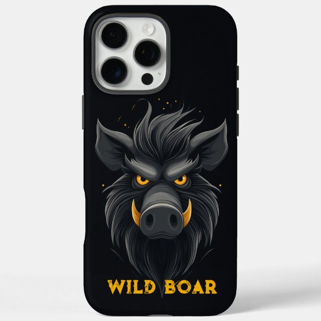 Angry Wild Boar Black Case-Mate iPhone Hülle (Rückseite)