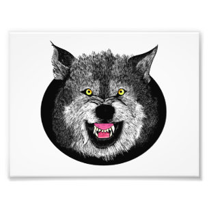 Angry Wolf Face Illustration Fotodruck