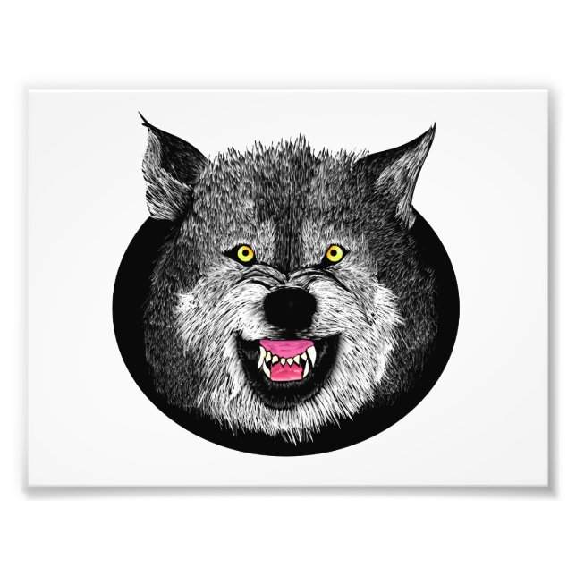 Angry Wolf Face Illustration Fotodruck (Vorne)