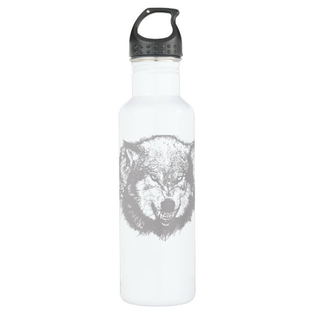 Angry Wolf in Gray Trinkflasche (Vorderseite)