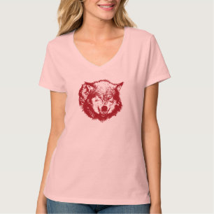 Angry Wolf in Red T-Shirt