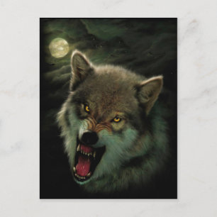 Angry Wolf Malerei Postkarte