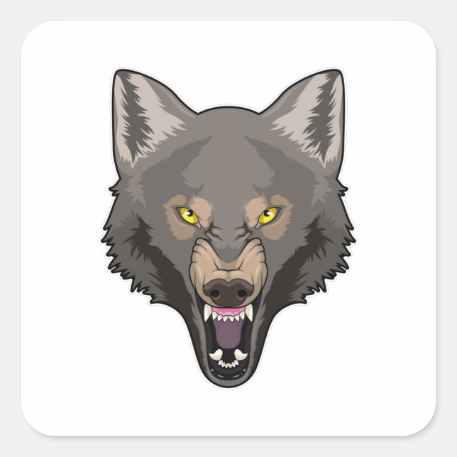 Angry Wolf Quadratischer Aufkleber (Vorderseite)