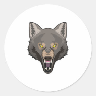 Angry Wolf Runder Aufkleber