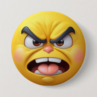 Angry Yellow 3D-Effekt Emoji Button
