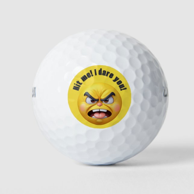 Angry Yellow 3D Emoji personalisieren Golfball (Vorderseite)