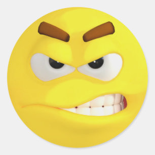 Angry Yellow Emoji Runder Aufkleber