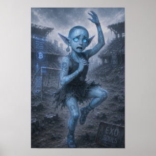 Angst / Ballerina / Plakat des ruinierten Stadions