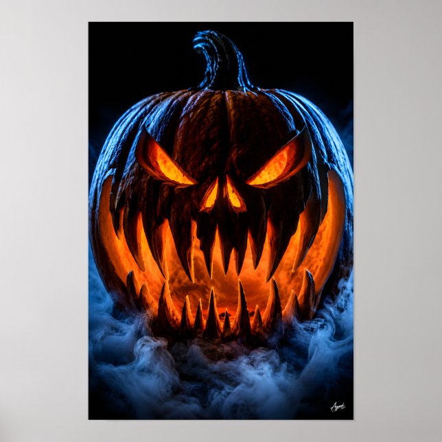 Angst einflößender Halloween-Kürbis Poster (Vorne)