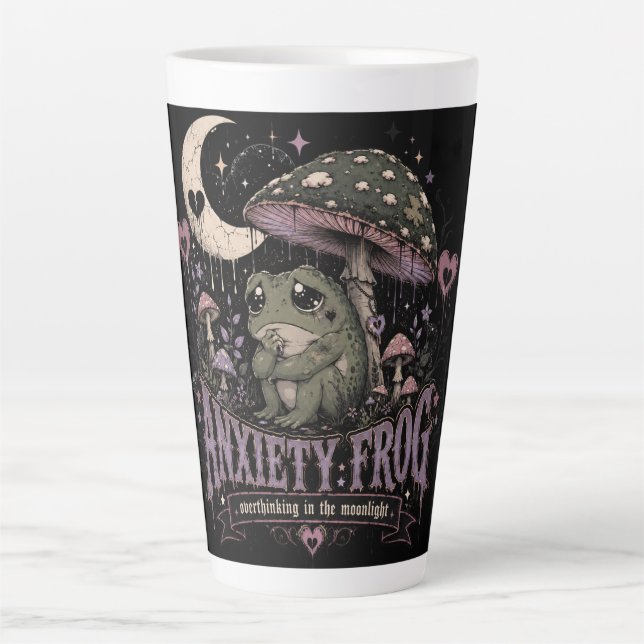 Angst Frosch Grübeln Mondlicht Design Milchtasse (Vorderseite)