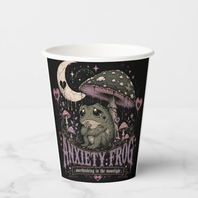 Angst Frosch Grübeln Mondlicht Design Pappbecher (Vorderseite)