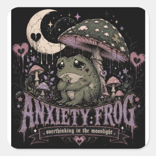 Angst Frosch Grübeln Mondlicht Design Quadratischer Aufkleber
