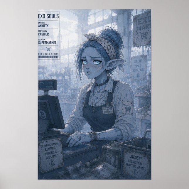 Angst / Kassierer / Supermarktposter Poster (Vorne)
