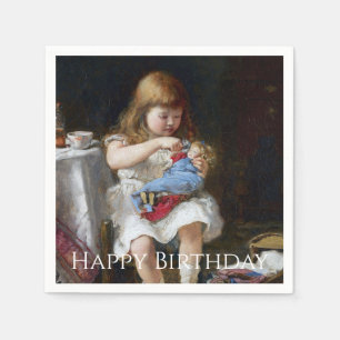 Angst kleine Mutter glücklich Geburtstag Serviette