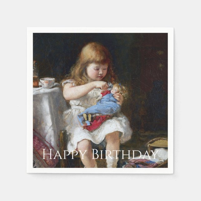 Angst kleine Mutter glücklich Geburtstag Serviette (Vorderseite)