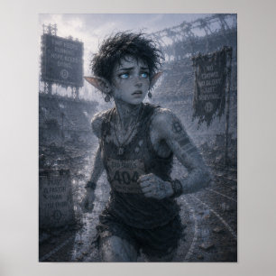 Angst / Läufer / Zerstörtes Stadion Poster