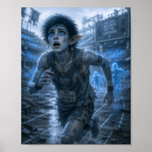 Angst / Läufer / zerstörtes Stadion Poster