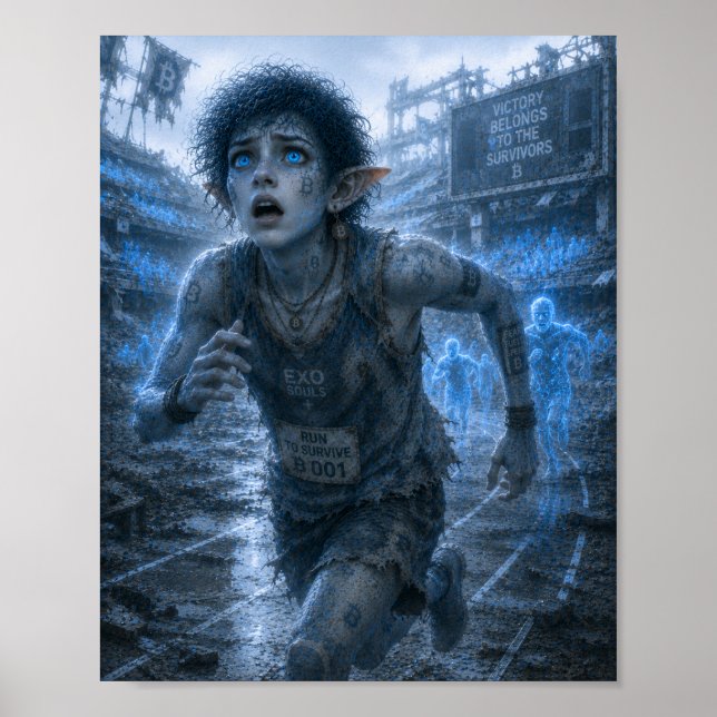 Angst / Läufer / zerstörtes Stadion Poster (Vorne)