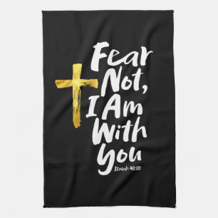 ANGST NICHT, BIN ich mit dir Gold Cross Christlich Geschirrtuch
