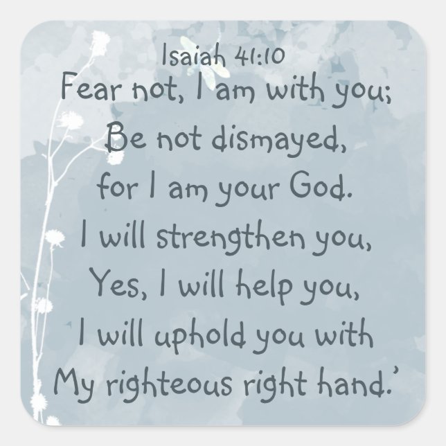 Angst nicht, Isaiah Bible Scripture Dragonfly Quadratischer Aufkleber (Vorderseite)