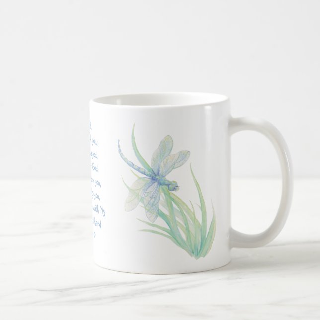 Angst nicht, Isaiah Scripture Dragonfly Blau, Grün Tasse (Rechts)