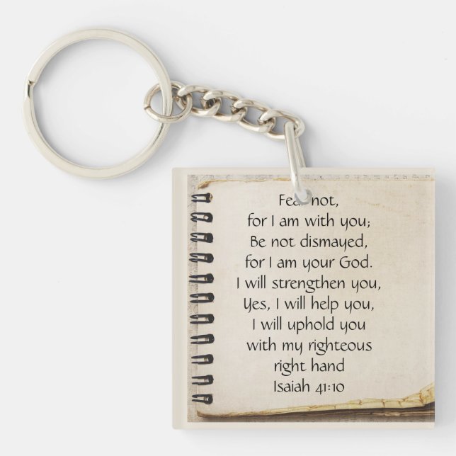 Angst nicht, Isaiah Scripture Vintage Notiz Papier Schlüsselanhänger (Vorderseite)