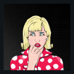 Angst Stress Pop Art Poster<br><div class="desc">Eine Retro-Comic-Stil Illustration einer Frau versteckt im Dunkeln, erscheint sie besorgt oder ängstlich. Inspiriert durch Vintage Comic Buchillustrierung.</div>