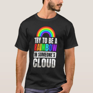 Angst versuchen, ein Regenbogen in der Clou eines T-Shirt